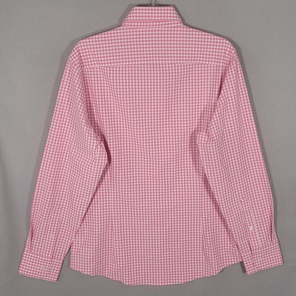 NWOT Mizzen Main Leeward Performance Shirt Men M Pink Plaid Trim Fit No Tuck - Picture 3 of 10